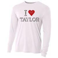 Distressed I Heart Michigan I Love Taylor Cooling Performance Long Sleeve Crew