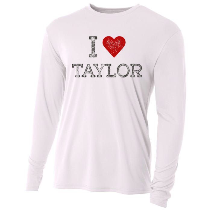 Distressed I Heart Michigan I Love Taylor Cooling Performance Long Sleeve Crew