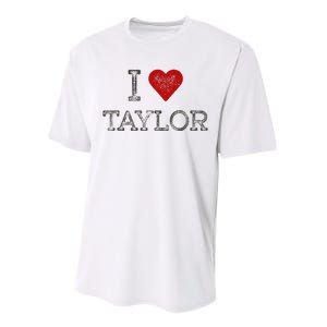 Distressed I Heart Michigan I Love Taylor Performance Sprint T-Shirt