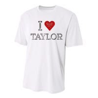 Distressed I Heart Michigan I Love Taylor Performance Sprint T-Shirt