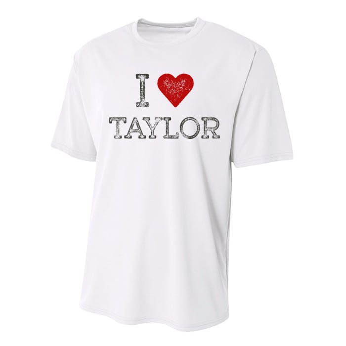 Distressed I Heart Michigan I Love Taylor Performance Sprint T-Shirt