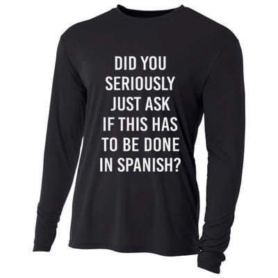 Does It Have To Be Done In Spanish Sarcasm Meme Teacher Cooling Performance Long Sleeve Crew