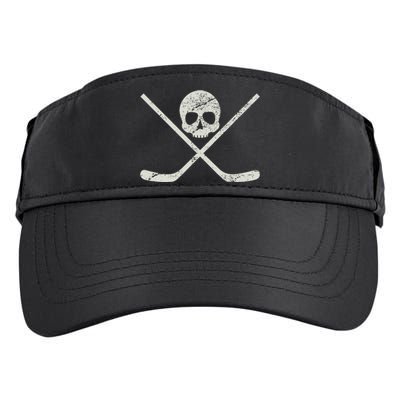 Distressed Ice Hockey Goon Pirate Skull Sticks Adult Drive Performance Visor