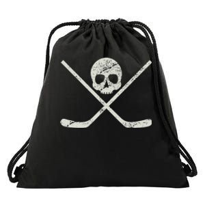 Distressed Ice Hockey Goon Pirate Skull Sticks Drawstring Bag