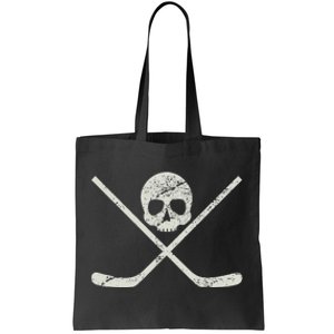 Distressed Ice Hockey Goon Pirate Skull Sticks Tote Bag