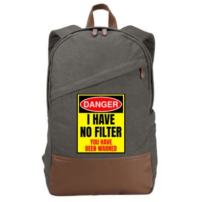 Danger I Have No FIlter Cotton Canvas Backpack