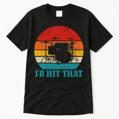 Drummer ID Hit That Funny Gift Drum Set Drumming Vintage Tall T-Shirt