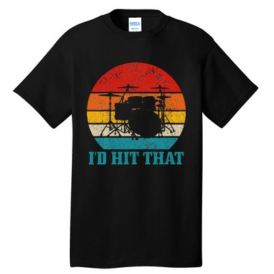 Drummer ID Hit That Funny Gift Drum Set Drumming Vintage Tall T-Shirt