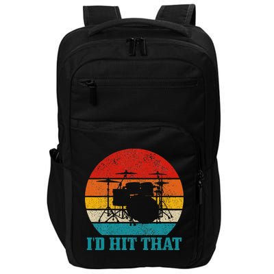 Drummer ID Hit That Funny Gift Drum Set Drumming Vintage Impact Tech Backpack