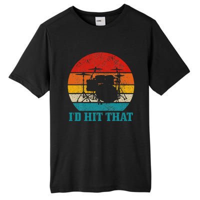 Drummer ID Hit That Funny Gift Drum Set Drumming Vintage Tall Fusion ChromaSoft Performance T-Shirt