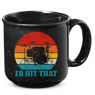 Drummer ID Hit That Funny Gift Drum Set Drumming Vintage 15oz Campfire Ceramic Mug