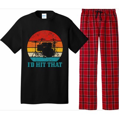 Drummer ID Hit That Funny Gift Drum Set Drumming Vintage Pajama Set