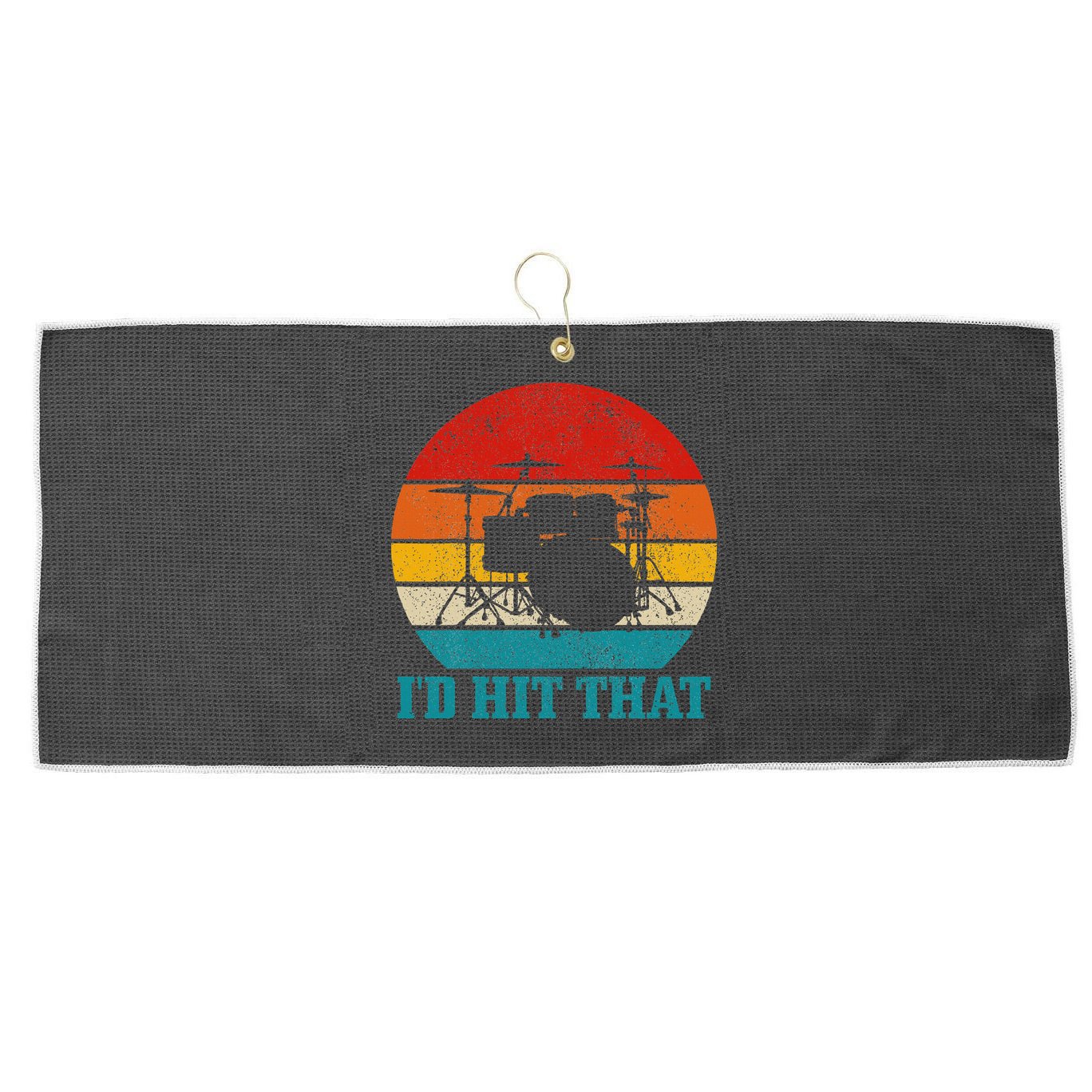 Drummer ID Hit That Funny Gift Drum Set Drumming Vintage Large Microfiber Waffle Golf Towel