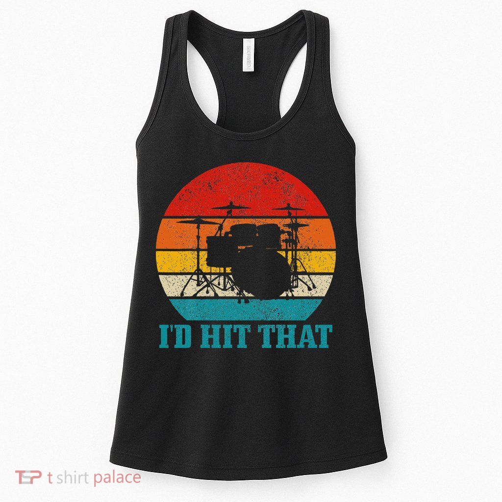 Drummer ID Hit That Funny Gift Drum Set Drumming Vintage Womens Tank Top
