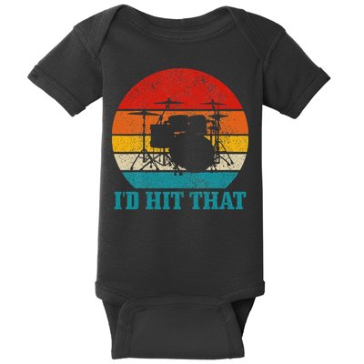 Drummer ID Hit That Funny Gift Drum Set Drumming Vintage Baby Bodysuit