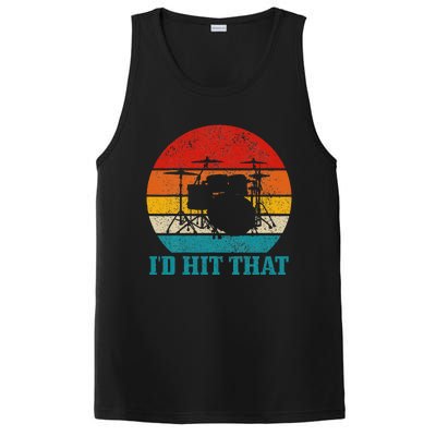 Drummer ID Hit That Funny Gift Drum Set Drumming Vintage PosiCharge Competitor Tank