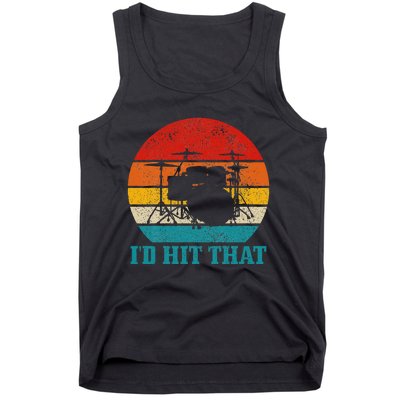 Drummer ID Hit That Funny Gift Drum Set Drumming Vintage Tank Top