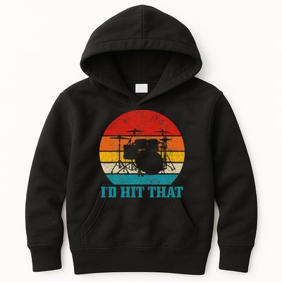 Drummer ID Hit That Funny Gift Drum Set Drumming Vintage Kids Hoodie