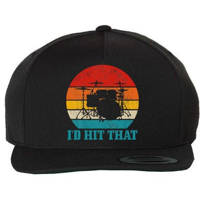 Drummer ID Hit That Funny Gift Drum Set Drumming Vintage Wool Snapback Cap