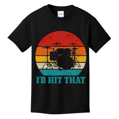 Drummer ID Hit That Funny Gift Drum Set Drumming Vintage Kids T-Shirt
