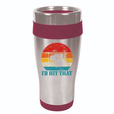 Drummer ID Hit That Funny Gift Drum Set Drumming Vintage 16oz Travel Tumbler