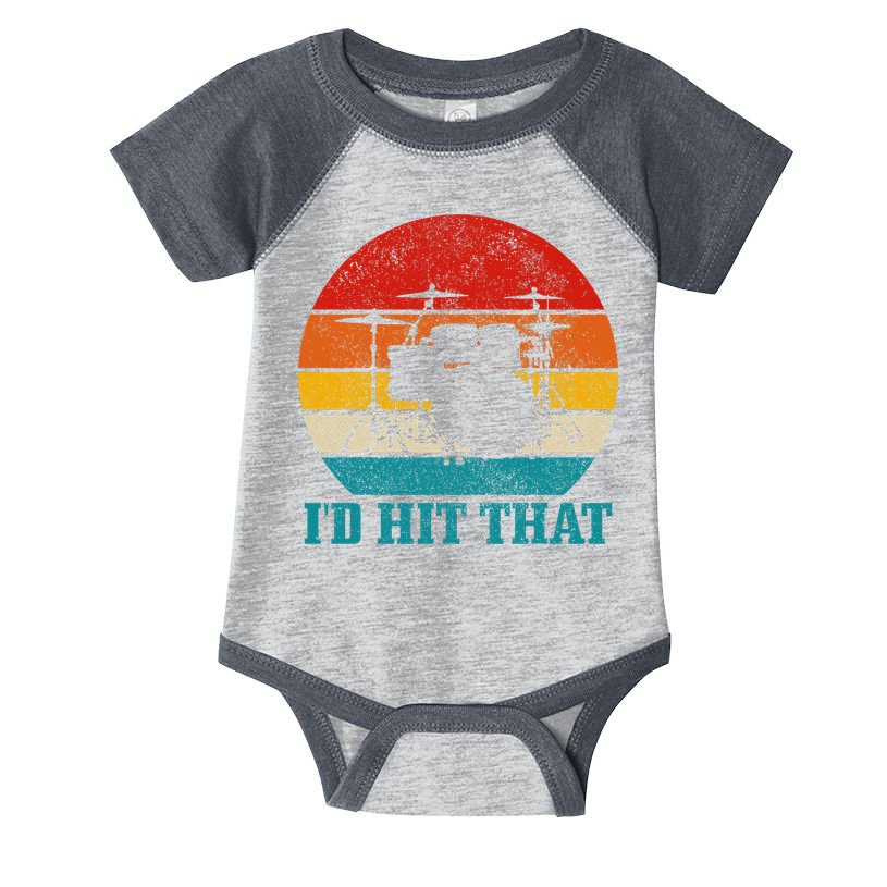 Drummer ID Hit That Funny Gift Drum Set Drumming Vintage Infant Baby Jersey Bodysuit
