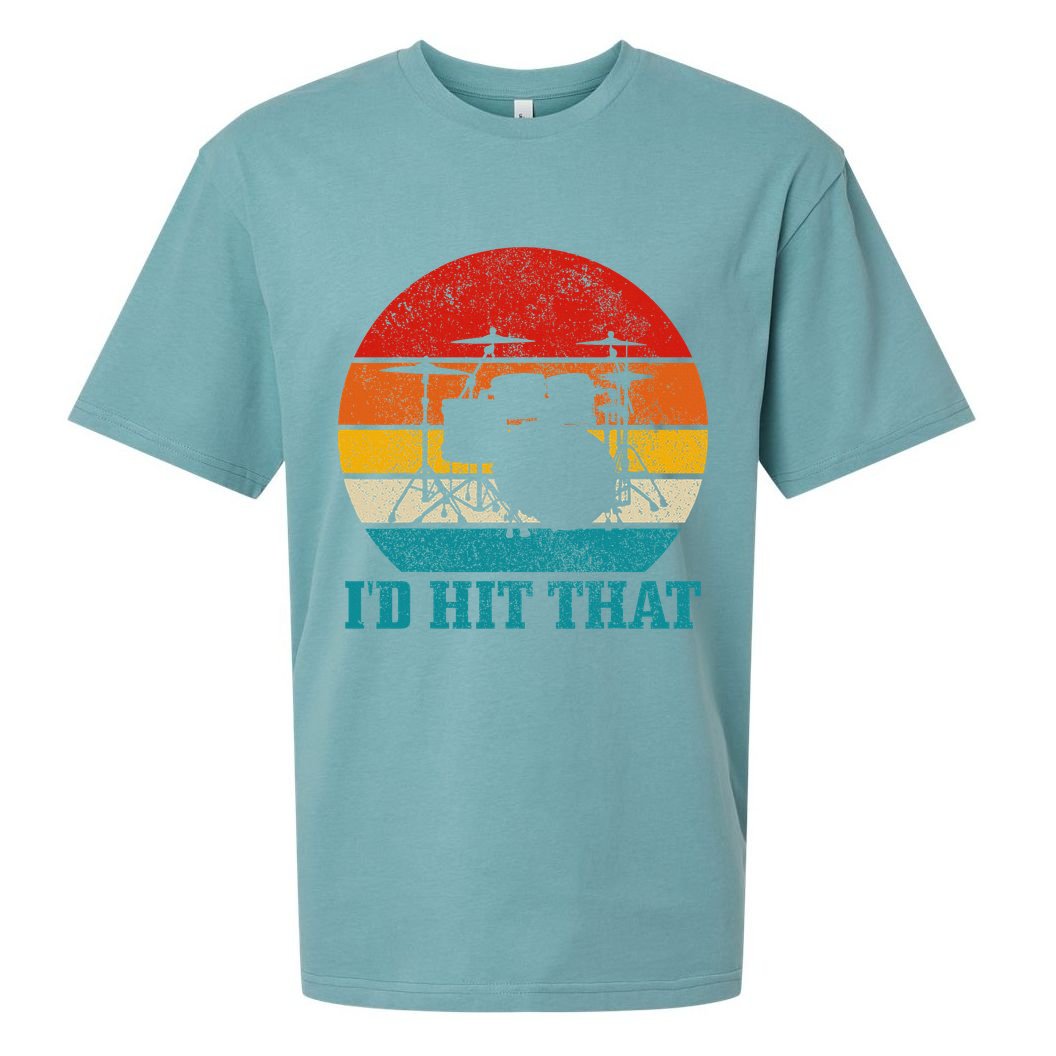 Drummer ID Hit That Funny Gift Drum Set Drumming Vintage Sueded Cloud Jersey T-Shirt