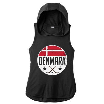 Denmark Ice Hockey Flag Jersey Supporter Danish Fan Gift Ladies PosiCharge Tri-Blend Wicking Draft Hoodie Tank