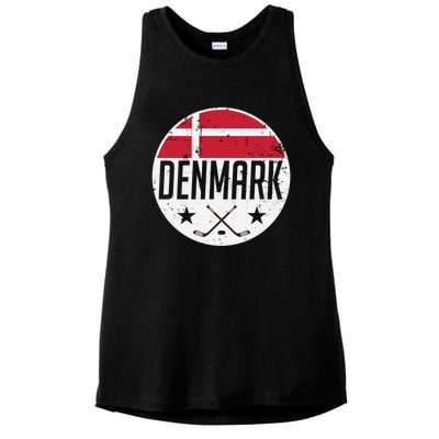 Denmark Ice Hockey Flag Jersey Supporter Danish Fan Gift Ladies PosiCharge Tri-Blend Wicking Tank