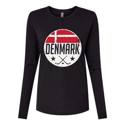 Denmark Ice Hockey Flag Jersey Supporter Danish Fan Gift Womens Cotton Relaxed Long Sleeve T-Shirt