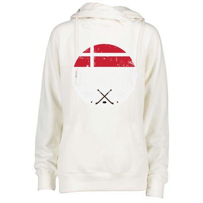 Denmark Ice Hockey Flag Jersey Supporter Danish Fan Gift Womens Funnel Neck Pullover Hood