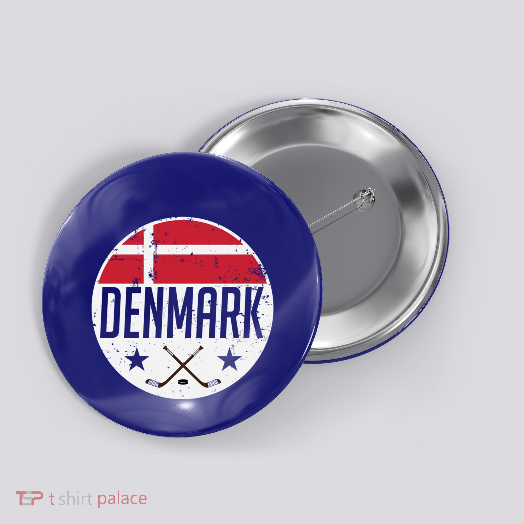 Denmark Ice Hockey Flag Jersey Supporter Danish Fan Gift Button