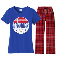 Denmark Ice Hockey Flag Jersey Supporter Danish Fan Gift Women's Flannel Pajama Set