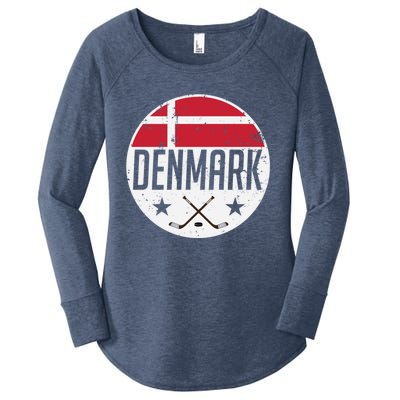 Denmark Ice Hockey Flag Jersey Supporter Danish Fan Gift Women's Perfect Tri Tunic Long Sleeve Shirt