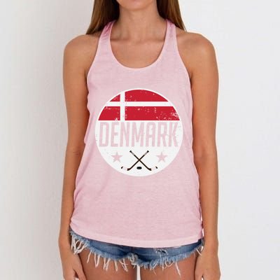 Denmark Ice Hockey Flag Jersey Supporter Danish Fan Gift Women's Knotted Racerback Tank