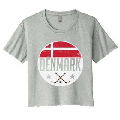 Denmark Ice Hockey Flag Jersey Supporter Danish Fan Gift Women's Crop Top Tee