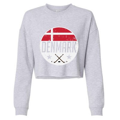 Denmark Ice Hockey Flag Jersey Supporter Danish Fan Gift Cropped Pullover Crew