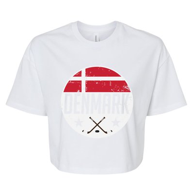 Denmark Ice Hockey Flag Jersey Supporter Danish Fan Gift Bella+Canvas Jersey Crop Tee