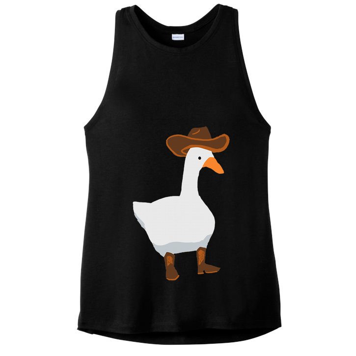 Duck In His Cowboy Hat Goose In Boots Ladies PosiCharge Tri-Blend Wicking Tank