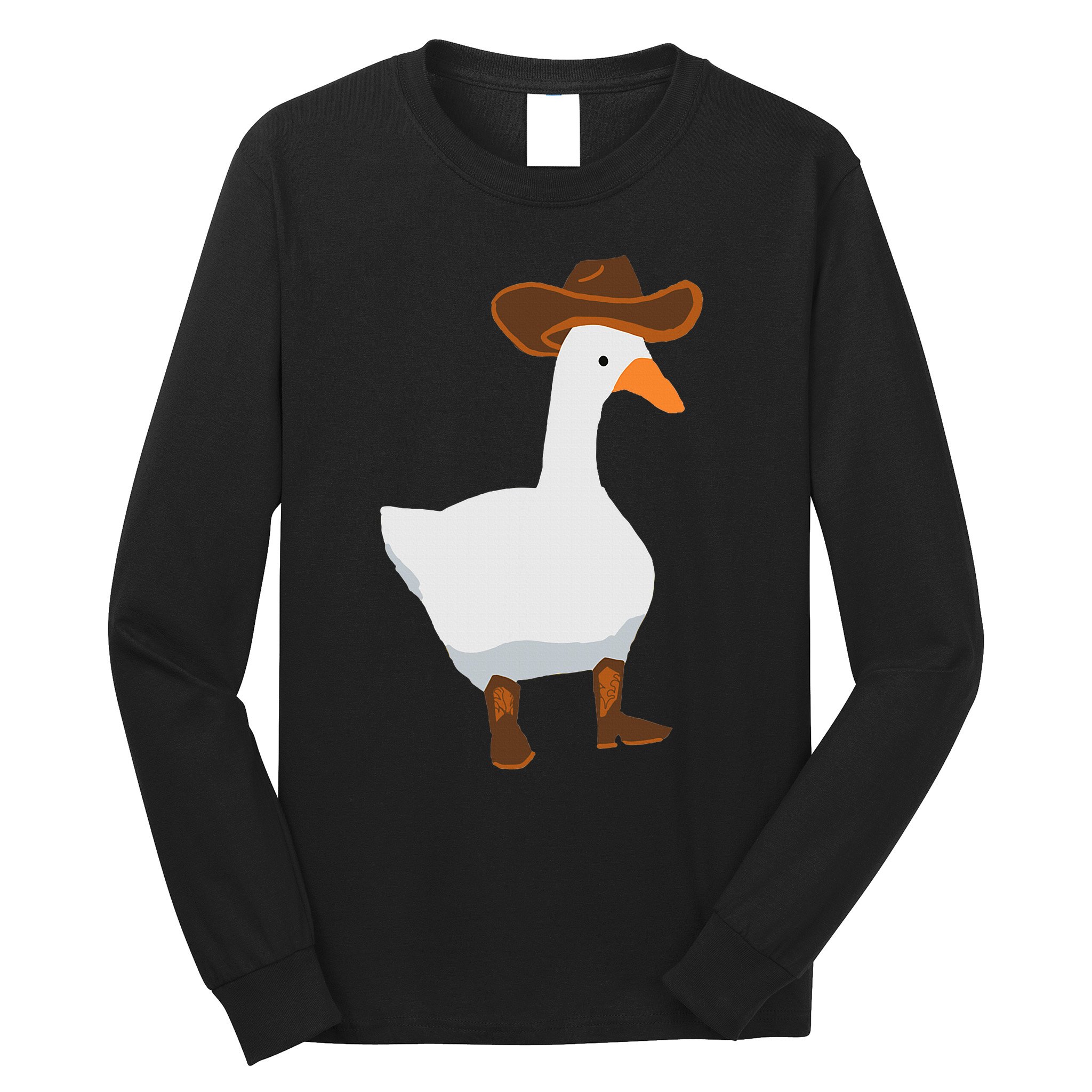 Duck In His Cowboy Hat Goose In Boots Long Sleeve Shirt