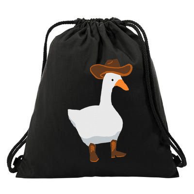 Duck In His Cowboy Hat Goose In Boots Drawstring Bag