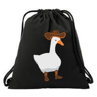 Duck In His Cowboy Hat Goose In Boots Drawstring Bag
