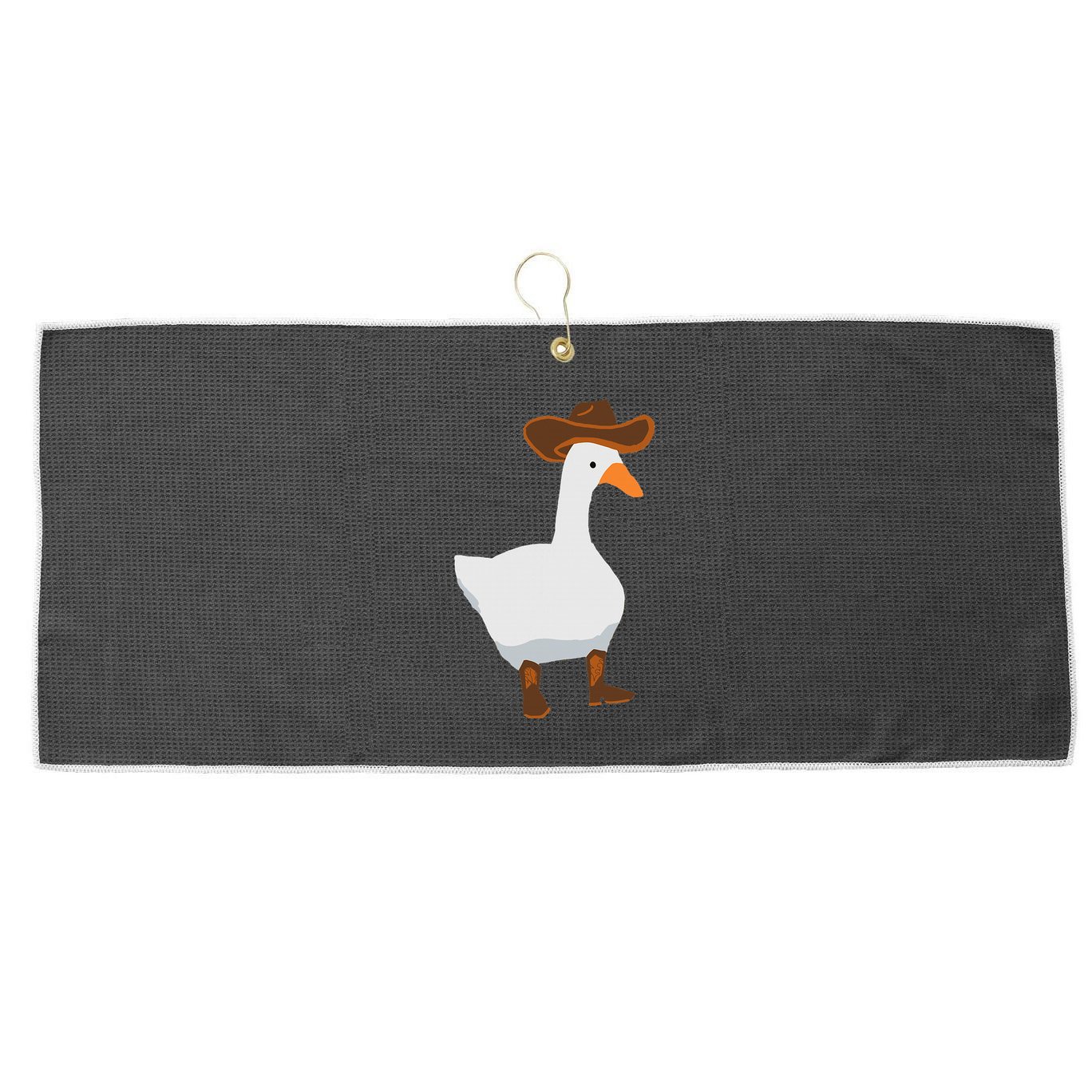 Duck In His Cowboy Hat Goose In Boots Large Microfiber Waffle Golf Towel