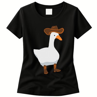 Duck In His Cowboy Hat Goose In Boots Womens T-Shirt