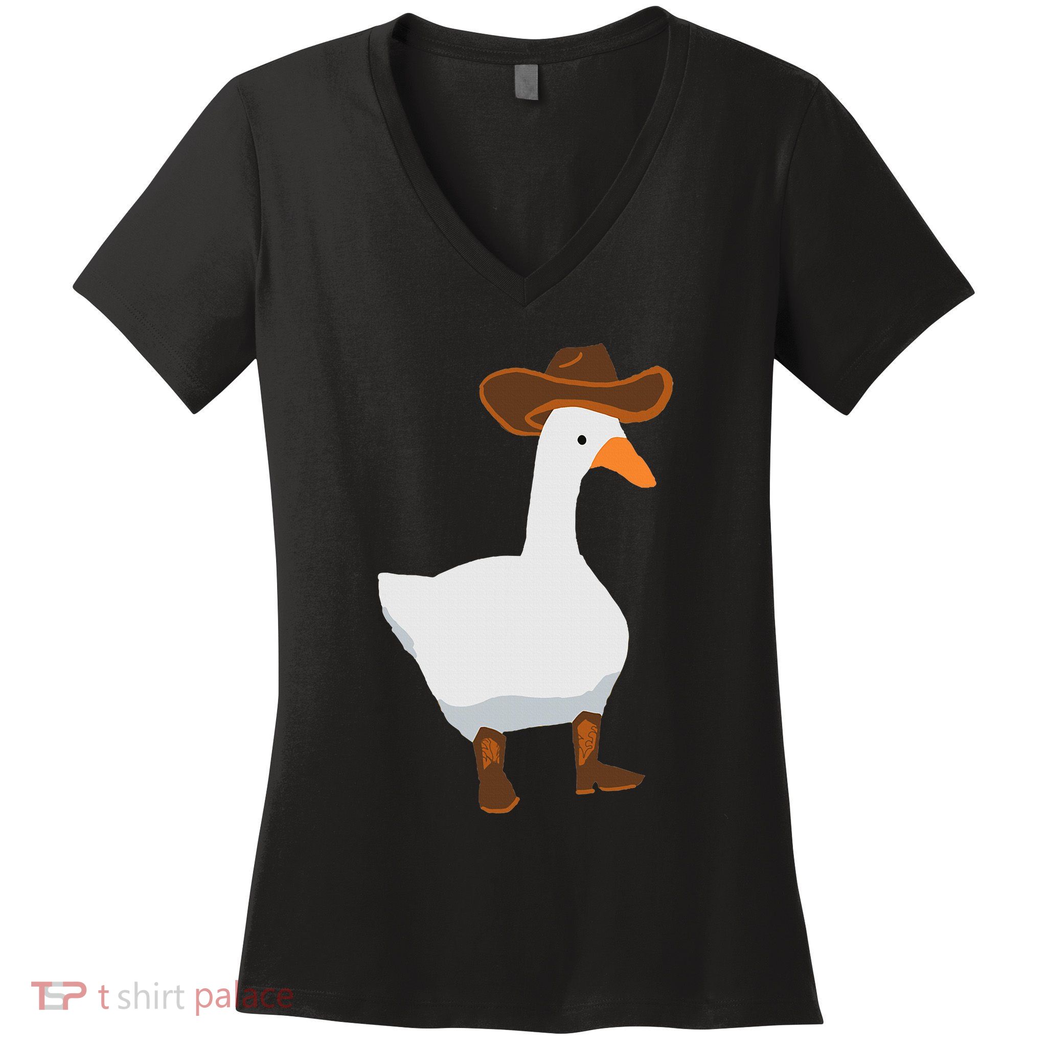Duck In His Cowboy Hat Goose In Boots Women's V-Neck T-Shirt