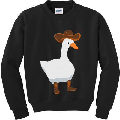 Duck In His Cowboy Hat Goose In Boots Kids Sweatshirt