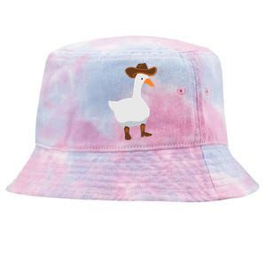 Duck In His Cowboy Hat Goose In Boots Tie-Dyed Bucket Hat