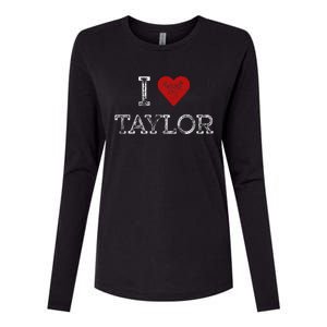 Distressed I Heart Taylor Michigan I Love Taylor Womens Cotton Relaxed Long Sleeve T-Shirt