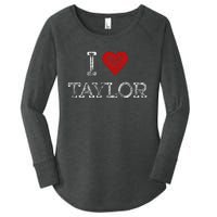 Distressed I Heart Taylor Michigan I Love Taylor Women's Perfect Tri Tunic Long Sleeve Shirt