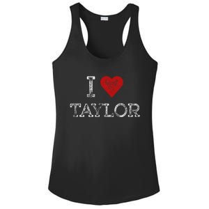 Distressed I Heart Taylor Michigan I Love Taylor Ladies PosiCharge Competitor Racerback Tank